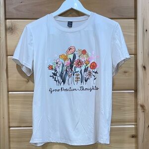 SHEIN White Floral Graphic Tee